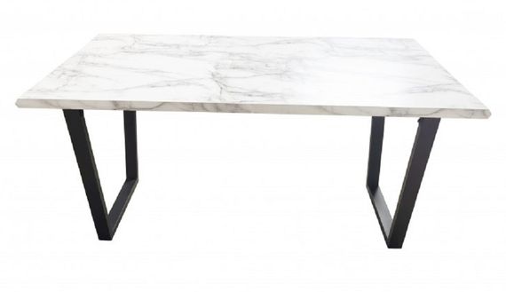 Нерозкладний обідній стіл Greus Marble 160х90 см, білий мармур | Зображення 1