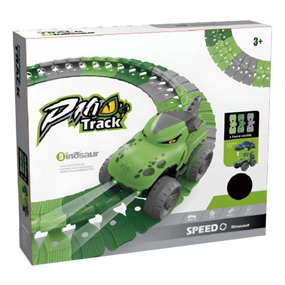 Інтерактивний трек з інерційною машинкою SHT 5510-7 Dino Trak (92pcs/1CAR) Green | Зображення 1