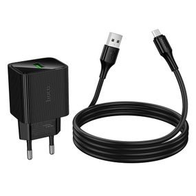 Набір СЗУ 110-240V HOCO CS81A+ кабель Micro, 1xUSB, 3A, 18W, QC3.0, кабель 1м, Black, Blister