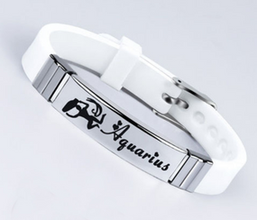 Силиконовый браслет Primo Zodiac - Aquarius (Водолей) - White