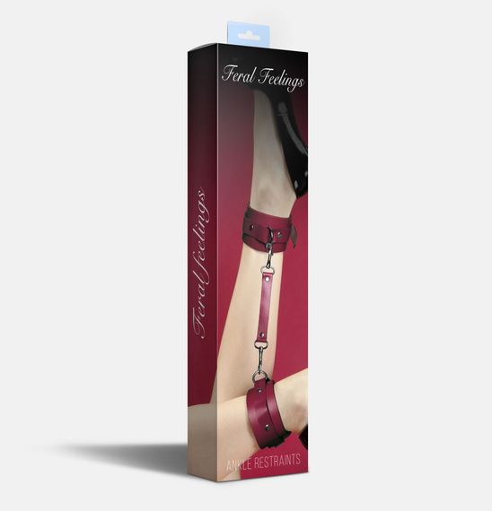Поножі Feral Feelings – Ankle Restraints, натуральна шкіра, burgundy | Зображення 1