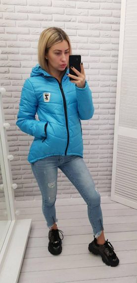 Жіноча демісезонна куртка з емблемою, арт.210/7, блакитний | Зображення 1