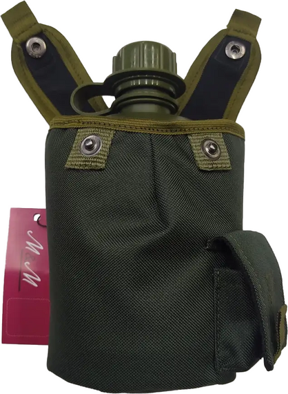 Фляга пластикова 1000 мл хакі в чохлі М&М 2 Olive green Хакі (213392) | Зображення 1