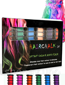 Набір крейди для волосся 6  шт Hair chalk Різнокольорові барвники гребінець для дітей та дорослих