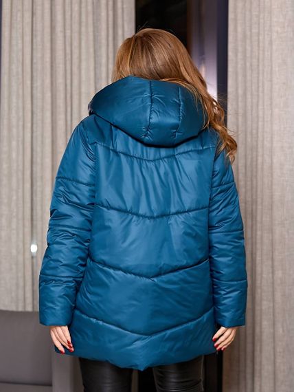 Женская теплая зимняя куртка с капюшоном NB23053 размер 54/56 цвет изумрудный | Зображення 7