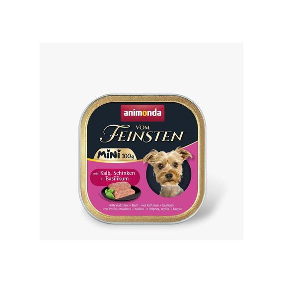 Корм вологий Vom Feinsten Adult Mini для собак міні порід з телятиною, шинкою + базилік 100 г | Зображення 1