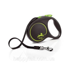 Поводок-рулетка Flexi для собак Black Design лента зеленый размер L 5 м/50 кг