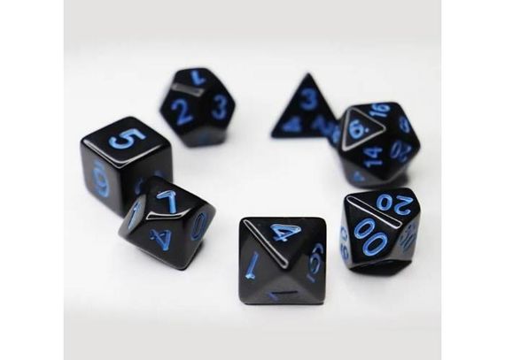 Набір кубиків Opaque 7 Dice Set Black (w-blue) (7 шт.) | Зображення 1