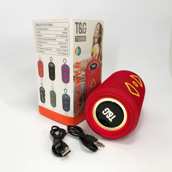 Bluetooth колонка портативна TG656 FM-радіо, акумуляторна колонка для музики. Колір: червоний | Зображення 2
