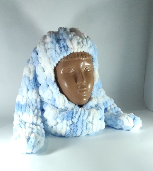 Балаклава 5865 в'язана плюшева з вушками зайчика puffy | Зображення 4