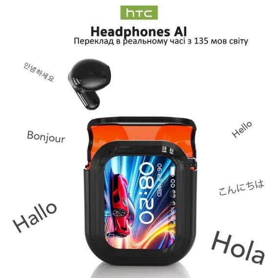 Бездротові навушники HTC NE20 AI з функцією переведення в режимі реального часу, Bluetooth V6.0 iPhone/Android, Black | Зображення 2