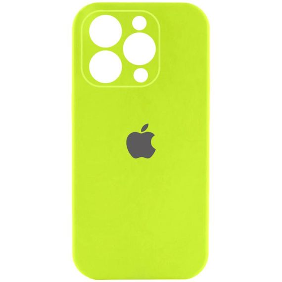 Чехол Silicone Case Full Camera Protective (AA) для Apple iPhone 15 Pro Max (6.7") Кислотно-зеленый / Acid Green