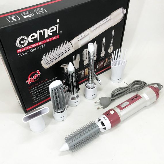 Универсальная многофункциональная фен-расческа для волос Gemei GM-4836 7 в 1, Фены для сушки волос BJ-71 | Зображення 4