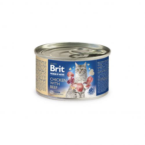 Влажный корм Brit Premium паштет для кошек с курицей и говядиной 6 шт*200 г