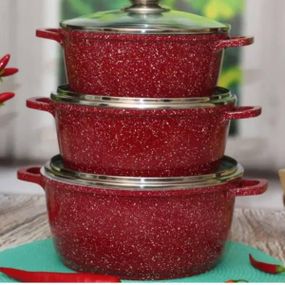 Набор кастрюль Benson BN-382 Гранит Красный