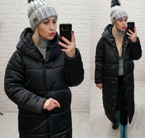 Пуховик зимовий, арт.А-521, колір чорний глянец