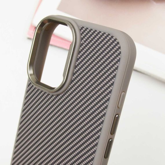Чохол TPU+PC Carbon with MagSafe для Apple iPhone 16 (6.1") Grey | Зображення 3