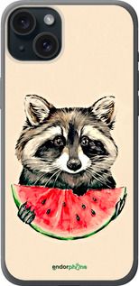 Чохол на iPhone 15 Plus Єнотик з кавуном "4605u-3097-2448"