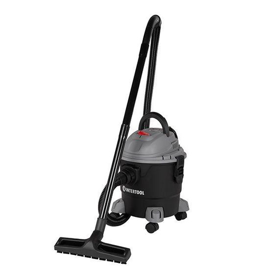 Пилосос будівельний, 1,0 кВт, >17 кПа, бак 15 л пластик, шланг 1,5 м INTERTOOL DT-1015