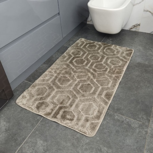 АКЦІЯ Набір килимків для ванної 2шт 50*60см+60*100см Соти Standard світло-сірий + Фіранка PEVA Дариана | Зображення 1