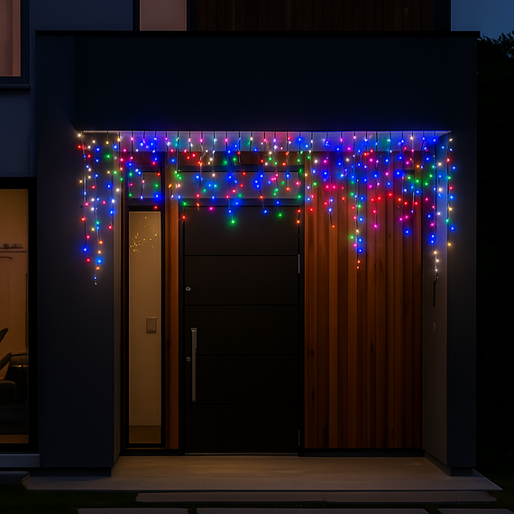 Новорічна гірлянда вулична Бахрома 6 м 105 LED білий провід Мультиколор 6MWMLNEW