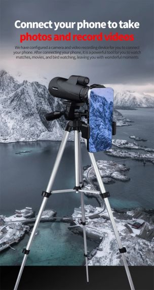 Монокуляр Bossdun 10-30x50 Zoom HD кемпинг мощный Largo Alcance со штативом телефонный клип для наблюдения | Зображення 2