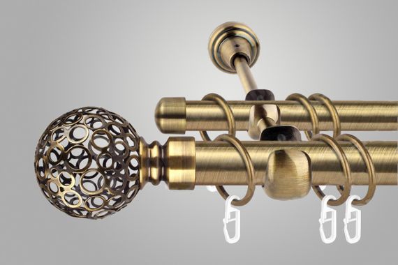 Карниз для штор дворядний металевий 19 мм, Савона Антик 240 див.