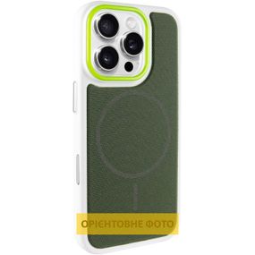 Чохол PC Textile Hybrid with Magnetic Fit для Apple iPhone 16 Pro (6.3") White / Green