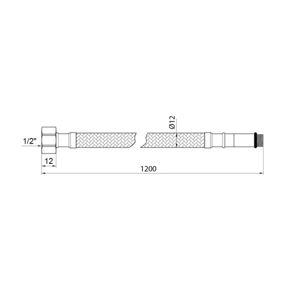 Гнучка підводка для підключення змішувача Kroner KRM 1/2"хМ10 ВЗ 120 см в нейлоновому обплетенні покритому ПВХ | Зображення 1
