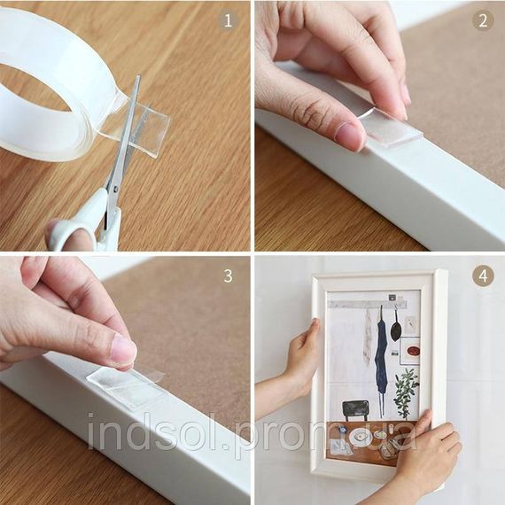 Багатофункціональна багаторазова двобічна клейка стрічка NanoTape 21120NT, ширина 20 мм, товщ.2 мм намотування 2 м | Зображення 2