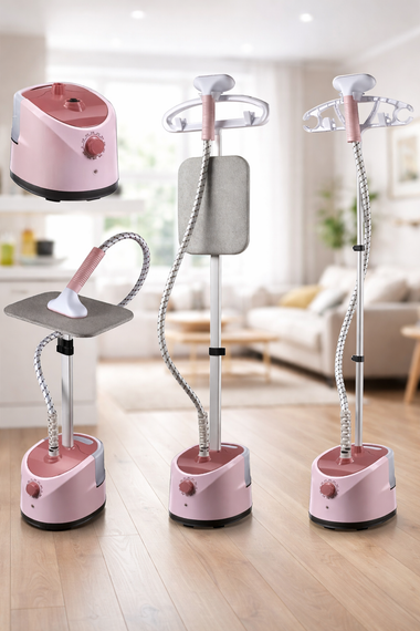 Вертикальный отпариватель для одежды с гладильной доской PINK с регулируемой по высотой 1,8 л, 1800 Вт | Зображення 1