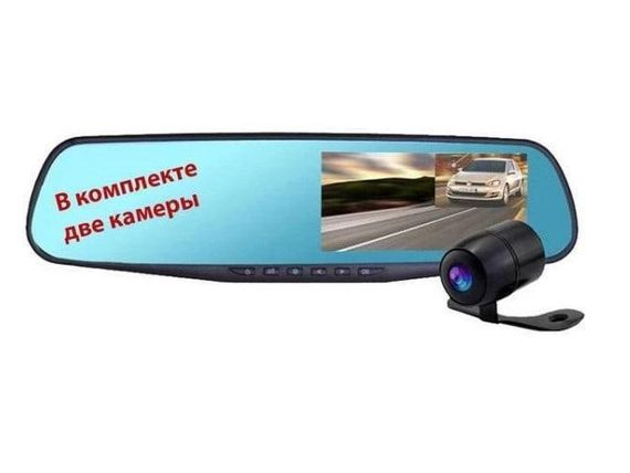 Автомобільне дзеркало відеореєстратор для машини на 2 камери VEHICLE BLACKBOX DVR 1080 з камерою заднього огляду | Зображення 3