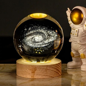 Світлодіодна кришталева куля, декоративна універсальна 3D нічниця, кришталева куля "Супутник"