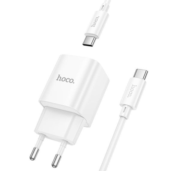 СЗУ Hoco C147A PD20W+QC3.0 (1USB-A/1C) + кабель Type-C to Type-C White | Зображення 2