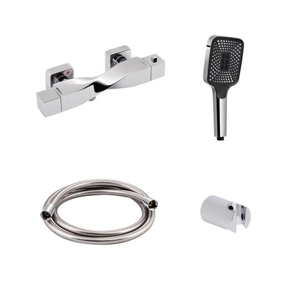 Акційний набір Qtap: Змішувач для душу Zkrouceny QTZKR40T105C+Лейка Rucni QTRUC125CRM45954+Шланг Hadice QTHADPVC160C+Держувач