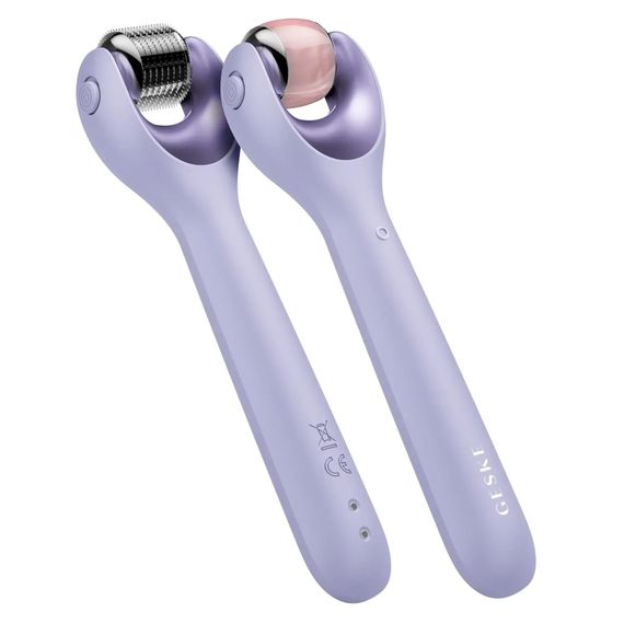 Электронный роллер для лица с микроиглами GESKE MicroNeedle Face Roller 9в1 gray, Фиолетовый | Зображення 5