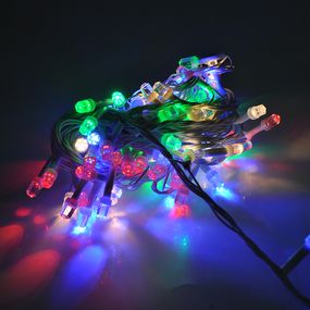 Гірлянди 100LED (Свічка) Red / Green / Blue / Yellow, 8 режимів, 5 метрів, чорна ізоляція, BOX