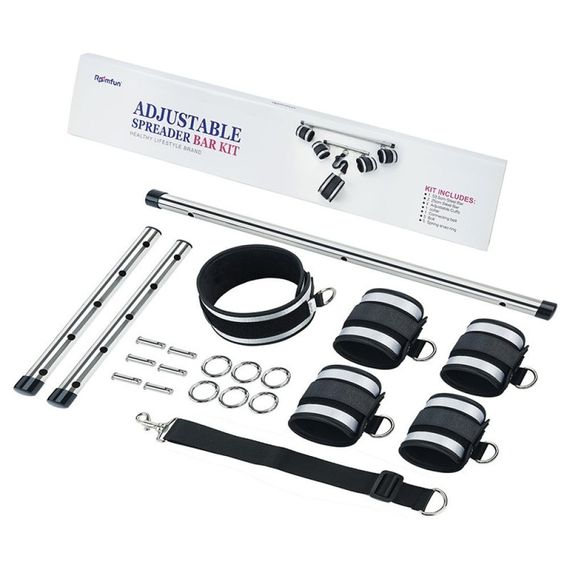Комплект фіксуючої розпірки з регулюванням Roоmfun Adjustable Spreader Bar Kit чорний/сірий sexstyle