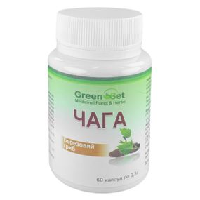 Грибний комплекс GreenSet Чага – Березовий гриб 60 капсул