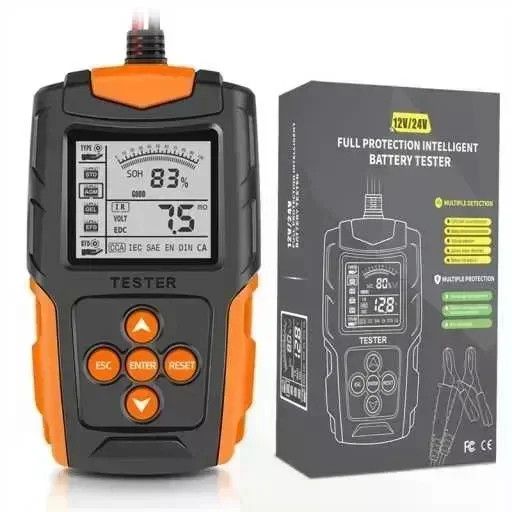 Тестер акумуляторів E-FAST TK-100 12/24 В • Цифровий автомобільний аналізатор АКБ 26X-313 з LCD-дисплеєм для перевірки CCA, SOC, SOH та опору