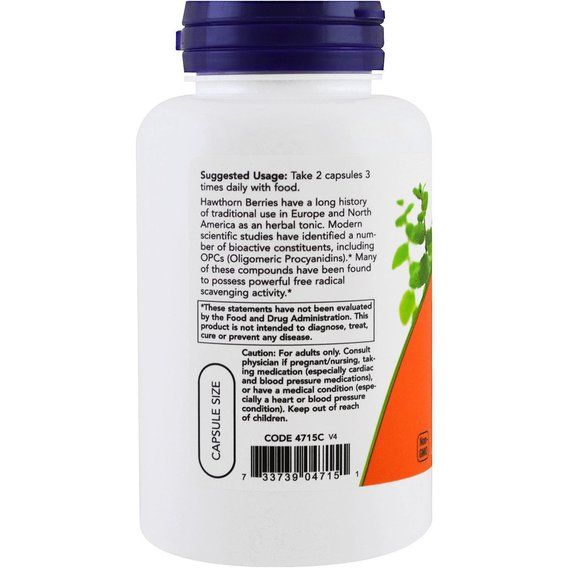 Комплекс для профілактики нервової системи NOW Foods Hawthorn Berry 540 mg 100 Veg Caps | Зображення 2