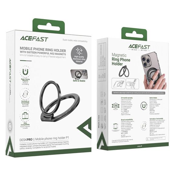 Тримач кільце Acefast P1 Magnetic Ring Phone Holder Black | Зображення 2