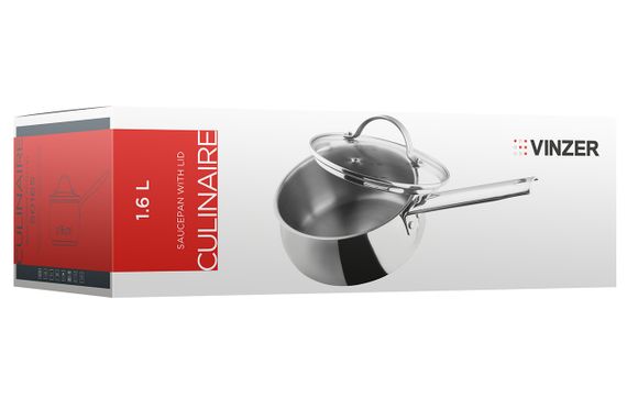 Кухонний ковш Vinzer Culinaire 50181, 1.6 л, 16 см, з нержавіючої сталі з кришкою, для всіх типів плит | Зображення 2