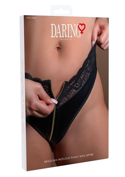 Трусики бразилії на блискавці Daring Intimates Brazilian Wetlook , чорний, S | Зображення 5