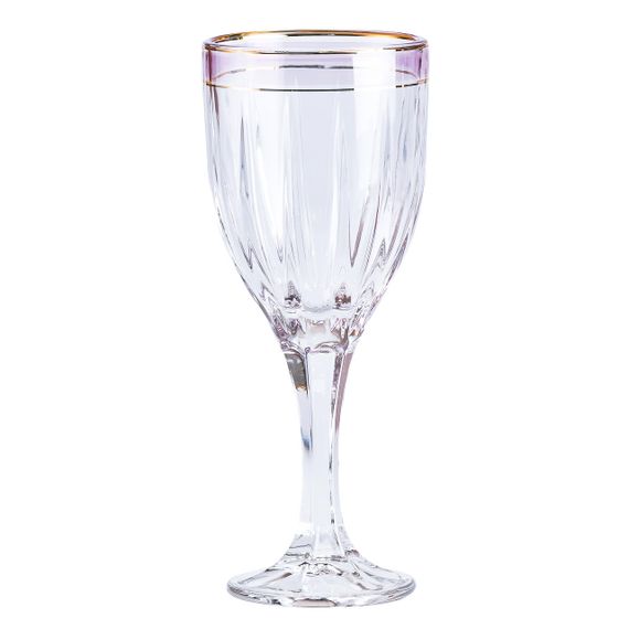 Келихи для вина із золотою облямівкою 6 шт по 250 мл Рожевий HP548 | Зображення 1