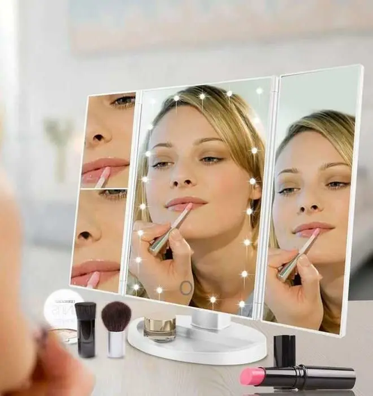 Зеркало тройное для макияжа Superstar Magnifying Mirror с LED-подсветкой прямоугольное с увеличением | Зображення 6