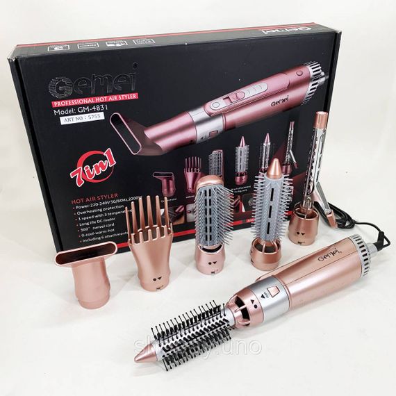 Щипцы фен для волос мультистайлер GEMEI GM-4831 7в1, классический фен для волос, мощный фен для волос | Зображення 8