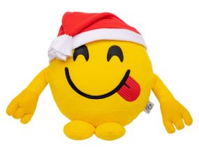 Декоративная стильная веселая подушка игрушка смайлик emoji обнимашка в подарок к Новому Году круглая желтый