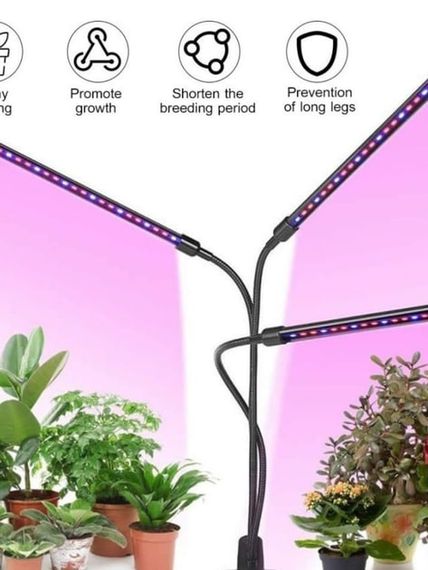 Фитолампа для растений 3 лампы • Гибкий LED-фитосветильник на прищепке для рассады и комнатных растений | Зображення 4