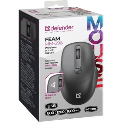 Мышка Defender Feam MM-296 Wireless Black (52296) | Зображення 3